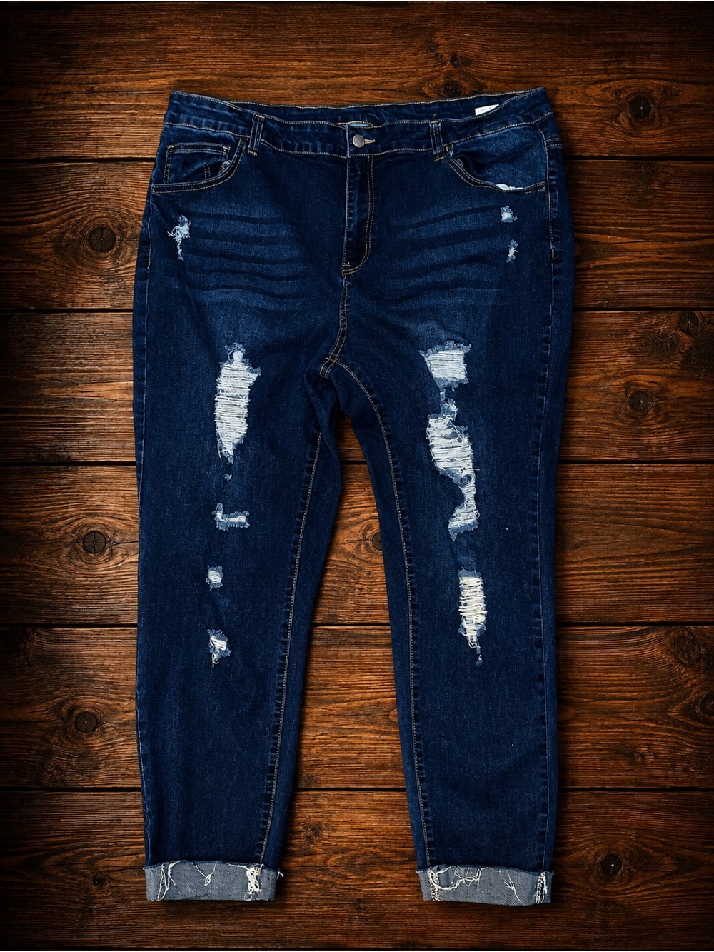 Dark Blue Distressed Women’s Jeans SHEIN size 4X